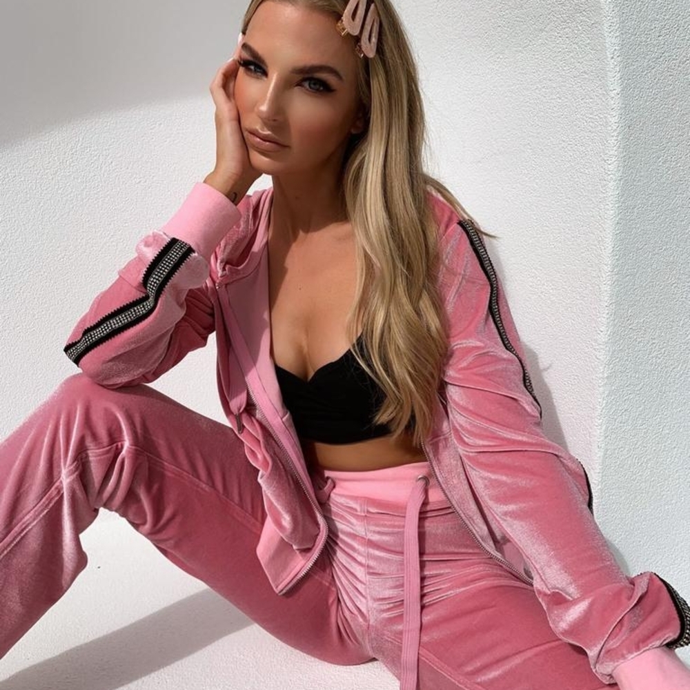 Tiger Mist Pink Velour Hoodie